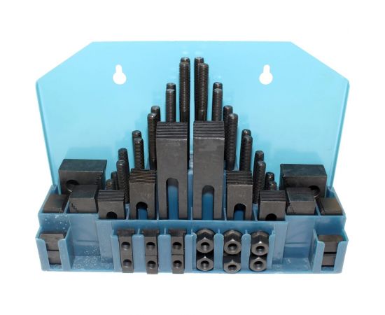 Набор клиновых ступенчатых прижимов (58 предметов, паз 15.7 мм, М12x1.75 мм, металлический футляр, YT-0205) CNIC 34930 