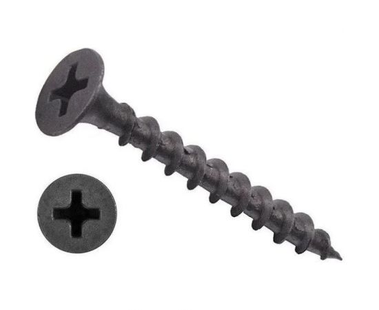 Черный саморез по дереву GSMETZ 4,2x89 мм, фосфатированный, 10 кг, 1785 шт., ph2 1004289 