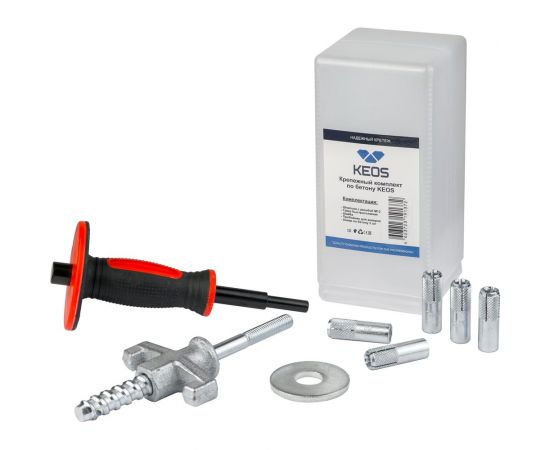 Крепёжный комплект для бетона в кейсе (пробойник с защитной рукояткой, анкера 5 шт) KEOS MKITS5 