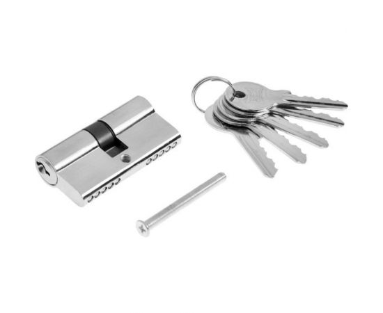 Цилиндровый механизм ТУНДРА 60 мм, английский ключ, 5 ключей, цвет хром 2921829 