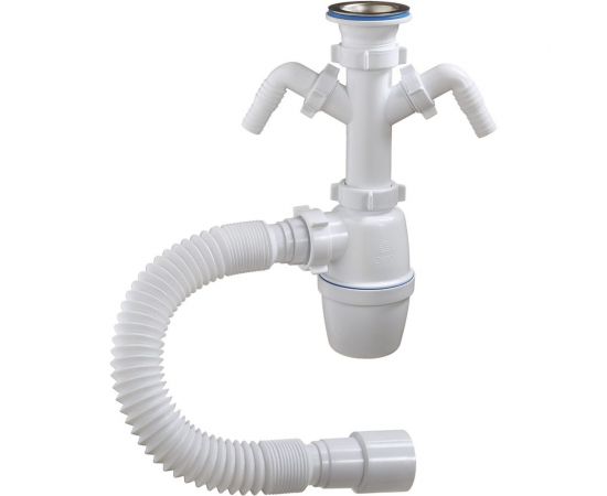 Бутылочный сифон ORIO 1 1/2х40, с двумя отводами и гибкой трубой 40-40/50 А-40069 