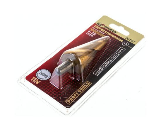 Сверло ступенчатое спиральное по металлу (4-32 мм; 15 ступеней; TiN) SKRAB 30187 – изображение 2