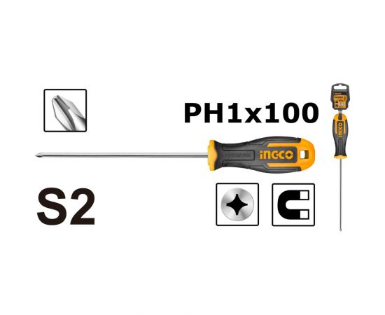 Крестовая отвертка INGCO PH1x100 мм HS68PH1100 – изображение 2