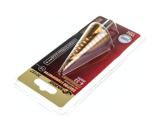 Сверло ступенчатое спиральное по металлу (4-32 мм; 15 ступеней; TiN) SKRAB 30187 – изображение 3