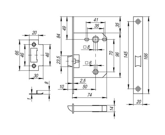 Врезная защелка Fuaro PLASTIC P72-50 SN матовый никель 33607 – изображение 6