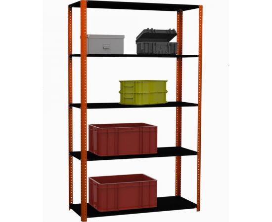Стеллаж ООО Металекс Metalex AIR 2000x1200x500 мм, 5 полок, оранжево-черный SMAOV201250 