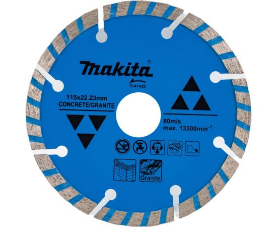 Диск алмазный сегментированный Турбо по бетону/граниту "Эконом" 115x22.23x7 мм Makita D-41420 