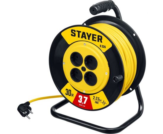 Силовой удлинитель на катушке STAYER S 225 ПВС 2x2.5 30м 3750Вт 55070-30 