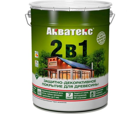 Защитно-декоративное покрытие для дерева Акватекс полуматовое, 20 л, сосна 257240 