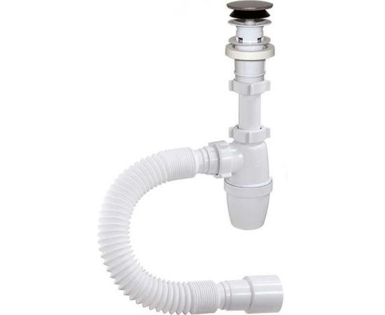 Бутылочный сифон ORIO 1 1/4x40 с пластиковым выпуском клик-клак, с гибкой трубой 40-40/50 АР-3203 