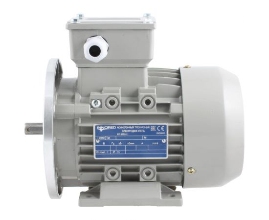 Трехфазный асинхронный электродвигатель INNORED 1.1 кВт, 1400 об/мин, 200х24 мм, на лапах, схема включения звезда/треугольник, 380 В/220 В, IP55 RM90S-4 B35 – изображение 2