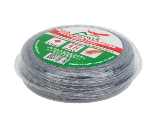 Леска для триммера 3.3 мм, 15 м, армированный крученый квадрат SKYWER DSQT 33-15 – изображение 2