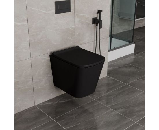 Подвесной унитаз Teymi Helmi S безободковый, сиденье микролифт, черный матовый T40302MB ЦБ-00263650 – изображение 5