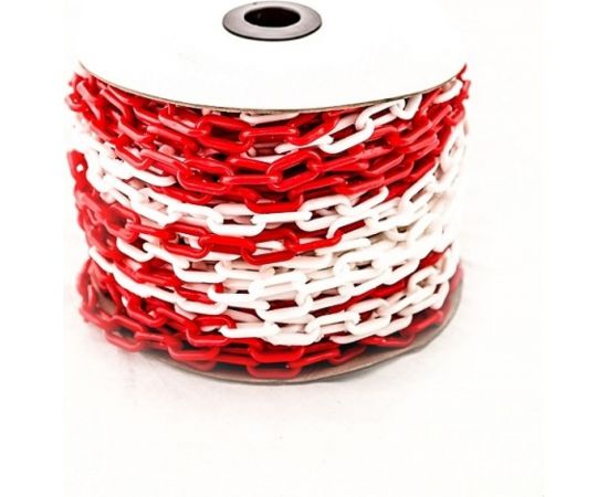 Пластиковая сигнальная цепь ТЕХНОЛОГИЯ красно-белая, 8 мм, бухта 50 м 00-00008959 