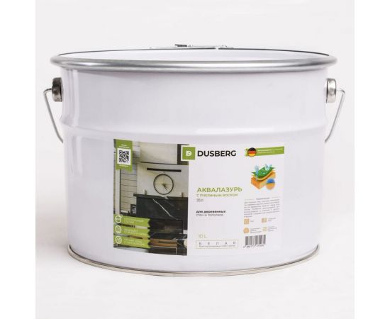 Аквалазурь с пчелиным воском DUSBERG белая, 10 л 35111000 