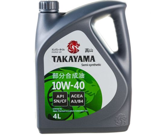 Моторное масло TAKAYAMA SAE 10W-40, API SN/CF, 4 л, пластик 605517 