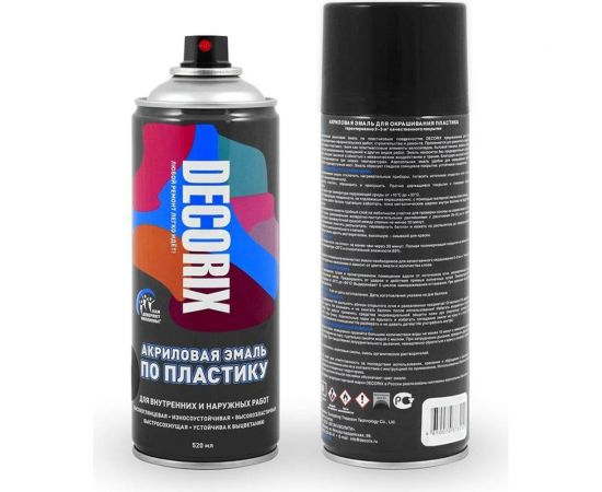 Аэрозольная эмаль по пластику Decorix (черный; матовый; 520 мл) 0117-02 DX 