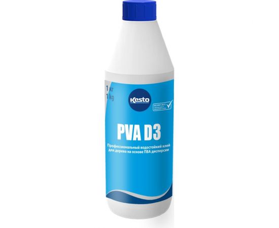 Водостойкий клей для дерева на основе пва дисперсии Kesto Pva d3, 1 кг 80638 