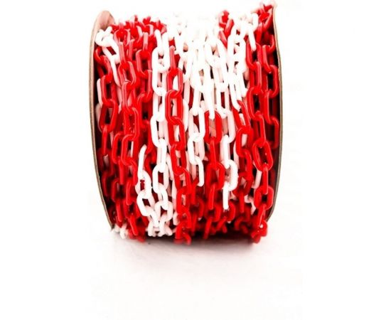 Пластиковая сигнальная цепь ТЕХНОЛОГИЯ красно-белая, 8 мм, бухта 50 м 00-00008959 – изображение 2