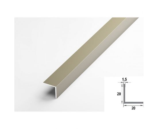Профиль угловой алюминиевый (5 шт, 20х20х1,5 мм, 2,7 м, анодированный, Шампань) ЛУКА УТ000029207 – изображение 2