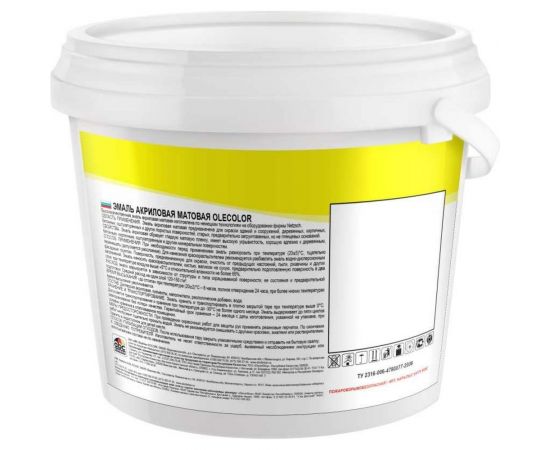 Акриловая эмаль OLECOLOR матовая, белый, 1 кг 4300002491 – изображение 2