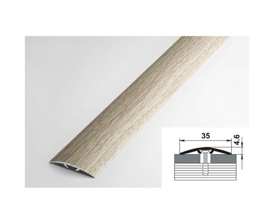 Порог прямой скрытый алюминиевый декоративный (35 мм, 1,8 м, Дуб беленый) ЛУКА 00000002788 – изображение 2
