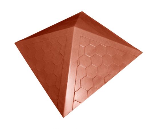 Колпак ППК на заборный столб 2x2 кирпича Neoкомпозит Гибкая черепица, 535x535x43 мм, терракотовый КЗ-535 ГЧ Т – изображение 3