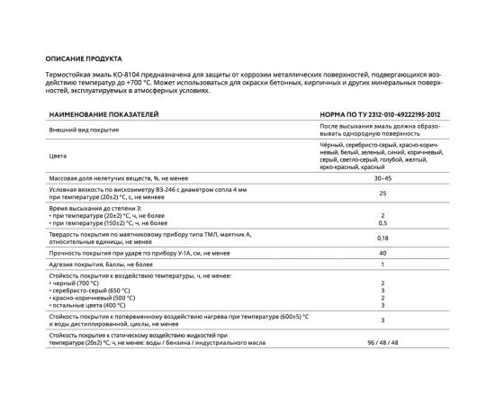 Термостойкая эмаль Elcon КО-8104 серая, 200 градусов, 25 кг 00-00003983 – изображение 4