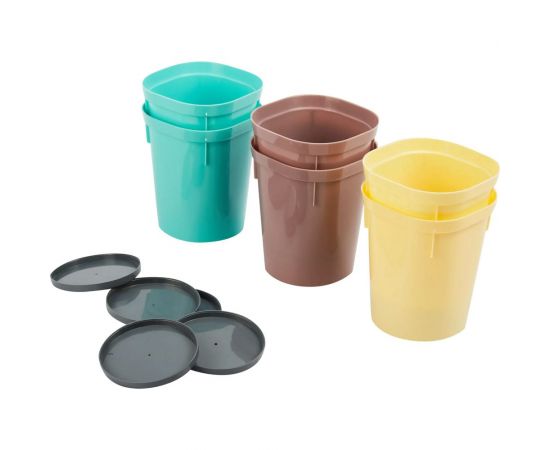 Набор многоразовых горшочков для рассады со съемным дном INGREEN 6x400мл, микс 35IG604310998 