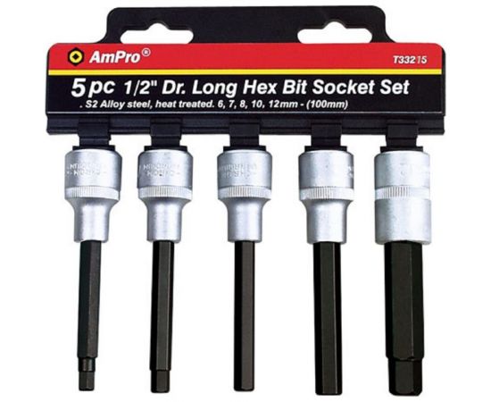 Набор головок с длинным шестигранником 1/2, 5 предметов AmPro T33215 