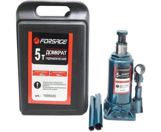 Бутылочный домкрат 5 т с клапаном в кейсе Forsage F-T90504S 