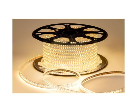 Светодиодная лента OGM 220В, 7Вт/м, smd2835, 120д/м, ip65, 600Лм/м, 13x7мм, 50м, 3000к / O17-07 