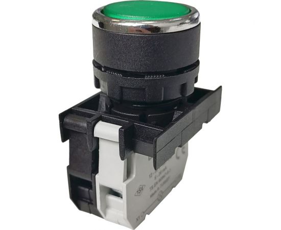 Нажимная круглая кнопка Ema зелёная, 250В AC, 4А,12-30В AC/DC, 10шт. B190DY 