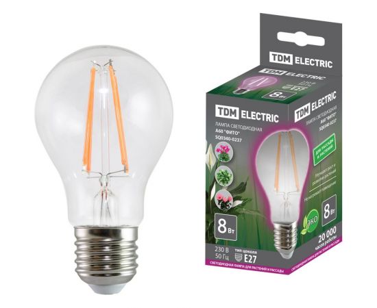 Светодиодная лампа TDM A60-8 Вт-230 В-E27-CL "ФИТО" 60*108 мм SQ0340-0237 
