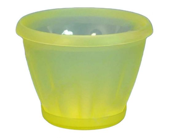 Горшок с поддоном Материя Пластика Знатный полупрозрачный желтый, диам. 140 мм, 1 л 042753 