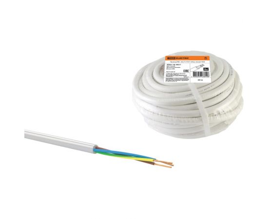Провод TDM ПВС 3х0,75 ГОСТ 20м, белый SQ0118-0021 