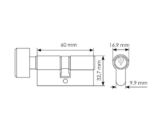Ключевой цилиндр с заверткой MORELLI 60 мм 60CK SN 9008938 – изображение 2
