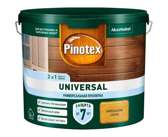 Пропитка 2 в 1 Pinotex UNIVERSAL карельская сосна, 2,5 л 5620687 – изображение 2
