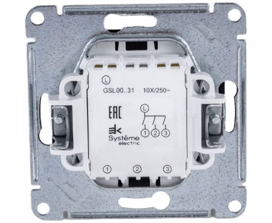 3-клавишный механизм выключателя Schneider Electric скрытой проводки Glossa 10А IP20 1+1+1 10AX антрацит GSL000731 – изображение 2