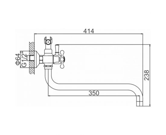Смеситель для ванны LEDEME длинный излив, дивертор в корпусе, керамика L2719 65674 – изображение 2