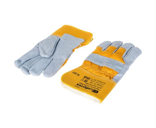 Комбинированные усиленные спилковые перчатки СИБРТЕХ утолщенные, размер XL 679032 – изображение 3