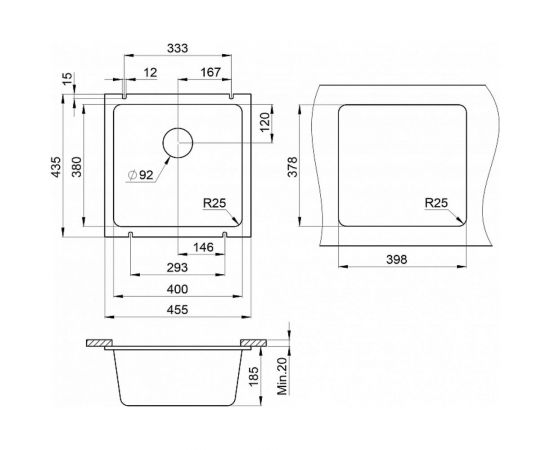 Кухонная мойка Granula GR-3801 шварц – изображение 3