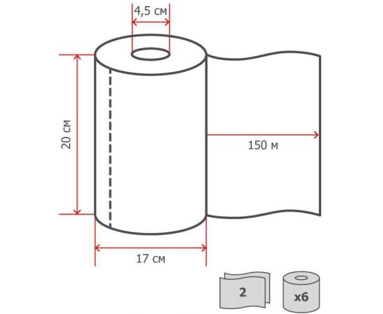 Бумажные полотенца Luscan Professionall 2-слойные, 6 рулонов 601115 – изображение 3