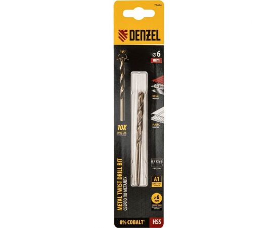 Сверло по металлу 6 мм, HSS Co-8% Denzel 71444 – изображение 4