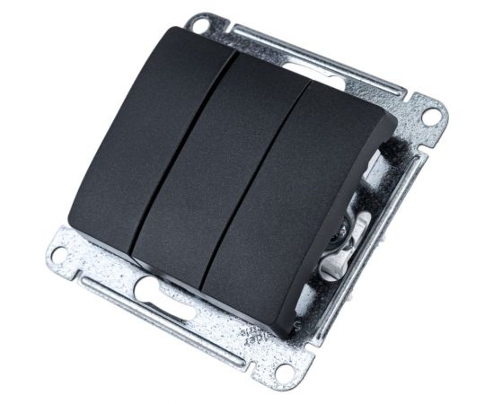 3-клавишный механизм выключателя Schneider Electric скрытой проводки Glossa 10А IP20 1+1+1 10AX антрацит GSL000731 – изображение 4