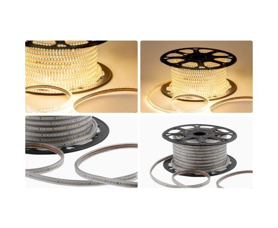 Светодиодная лента OGM 220В, 7Вт/м, smd2835, 120д/м, ip65, 600Лм/м, 13x7мм, 50м, 3000к / O17-07 – изображение 8