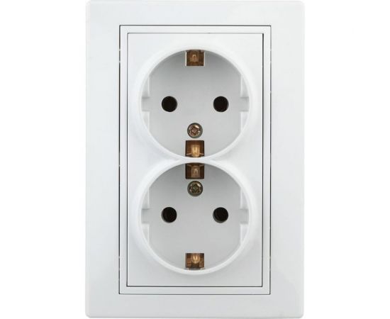 Розетка Intro 1Э20501 2х2PE Schuko, 16А, 250В, СУ, б.л., Plano, белый Б0038830 