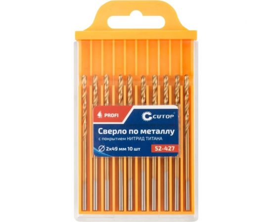Сверло по металлу с титановым покрытием Profi 2x49 мм, 10 шт CUTOP 52-427 