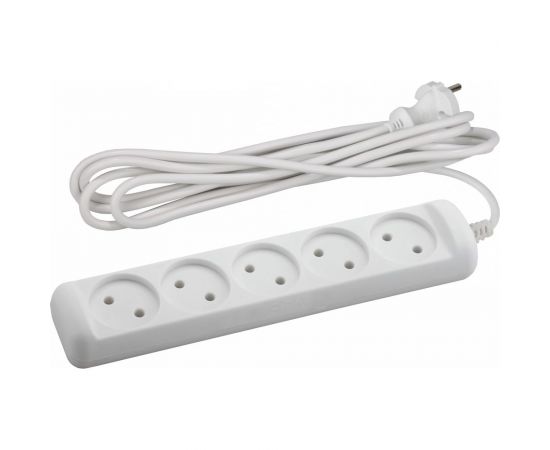 Удлинитель ЭРА U-5-3m Россия без зазeмления, 2х1мм2, 10А, ПВС, 5гн, 3м Б0028364 