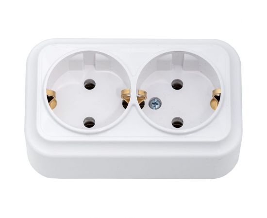 Розетка Bylectrica 2-местная ОУ с заз.конт., серия ВАРИАНТ, белый, РА16-0142 